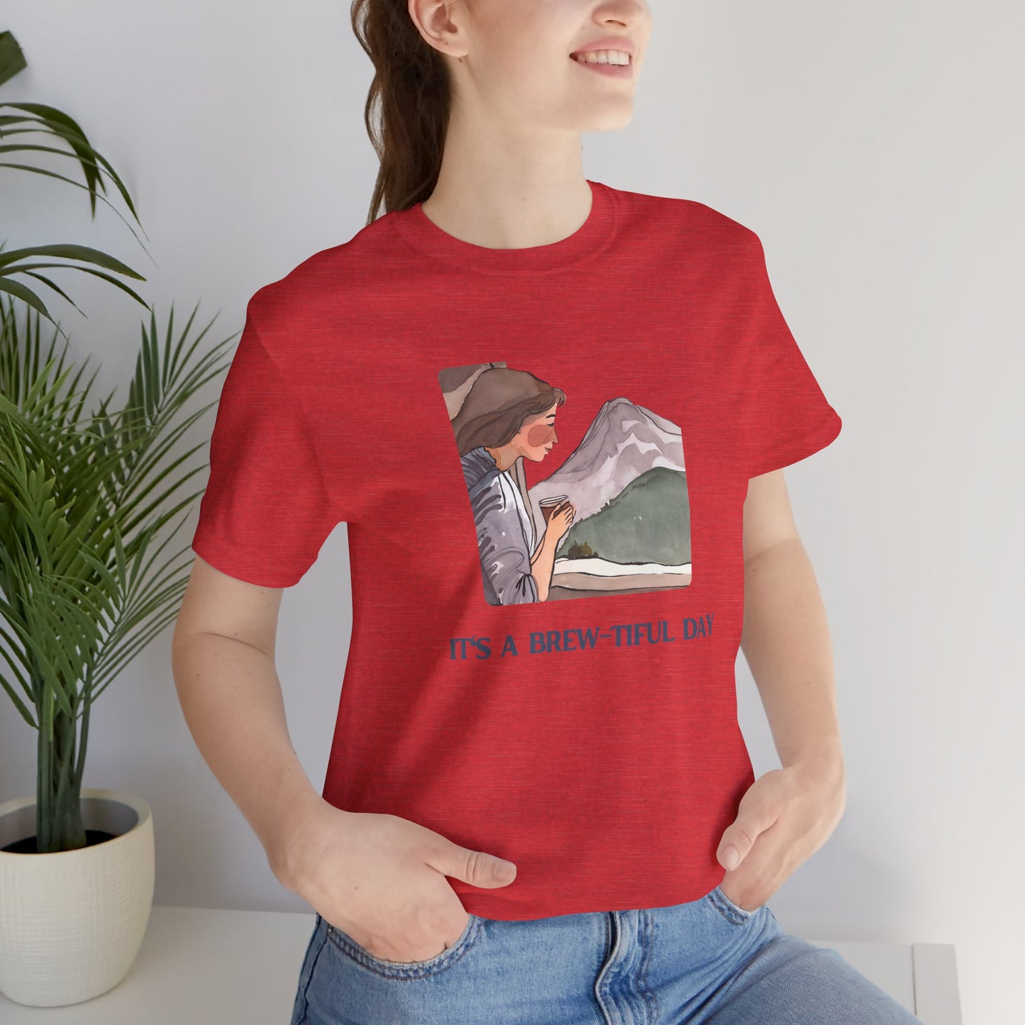 It’s a Brew-tiful Day T-Shirt | Coffee & Mountain View Art Tee