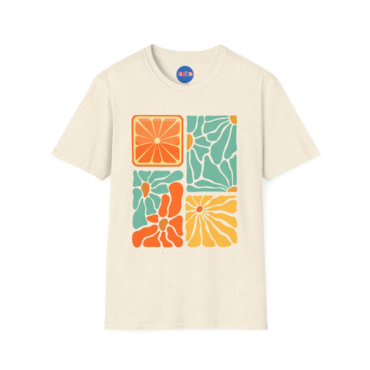 Abstract Orange Floral T-Shirt