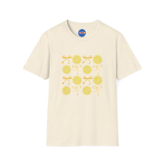 Lemon Bow Grid T-Shirt โ Cute Citrus Summer Tee ๐๐ผ