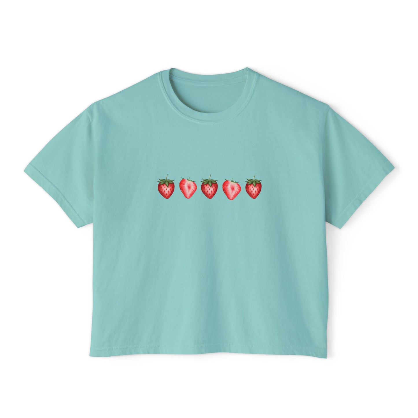 Strawberry Love Women's Boxy Tee - Cute Graphic T-Shirt 🍓