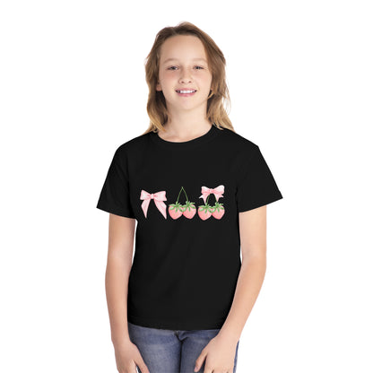 Youth Berry Coquette Tee – Cute Strawberry Graphic T-Shirt 🍓