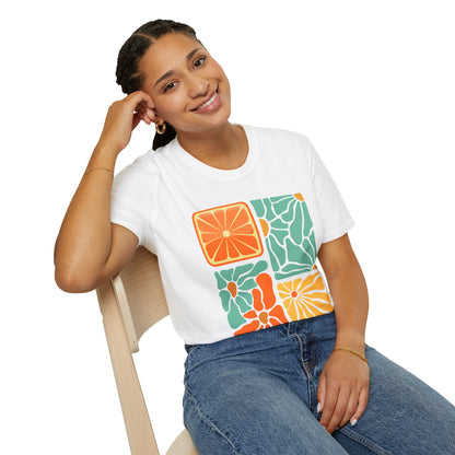 Abstract Orange Floral T-Shirt