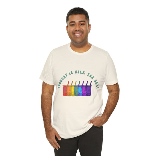 Everyday is Milk Tea Day Tee – Rainbow Boba Edition 🌈💜