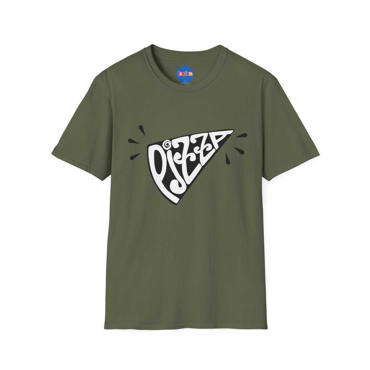 Bold Pizza Slice Graphic Tee – Retro Typography Foodie Shirt