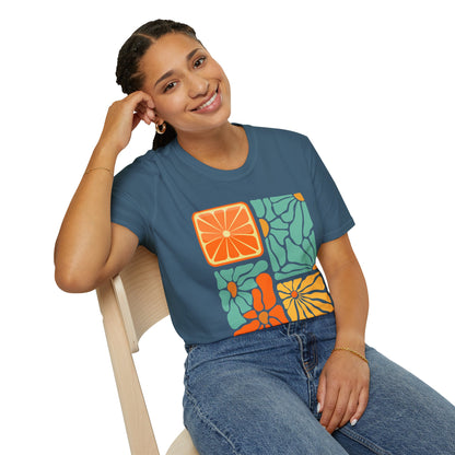 Abstract Orange Floral T-Shirt