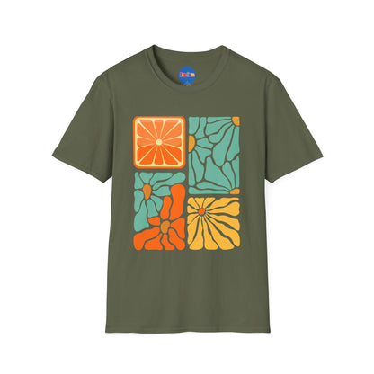Abstract Orange Floral T-Shirt
