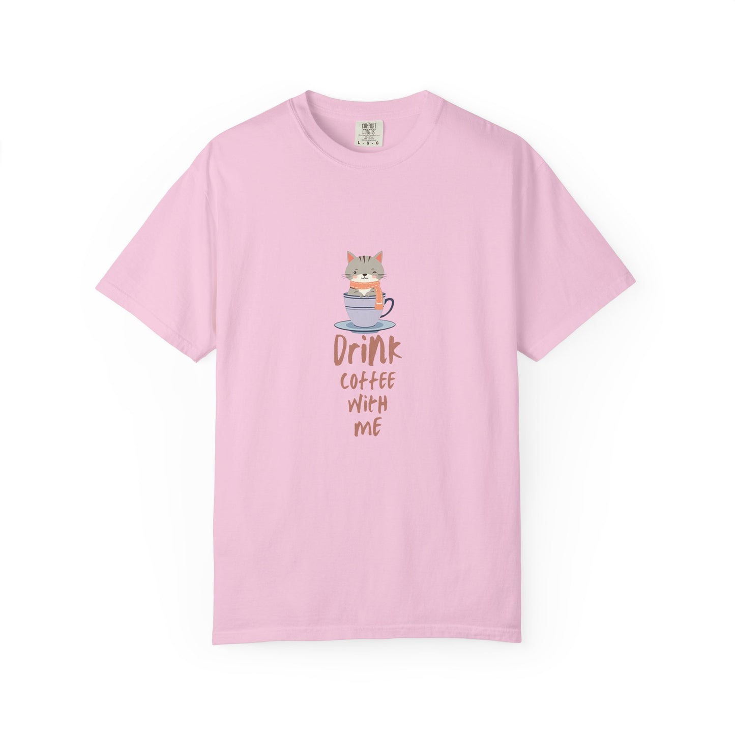 Drink Coffee With Me T-Shirt | Cute Cat in Coffee Cup Design