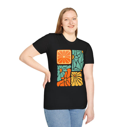 Abstract Orange Floral T-Shirt