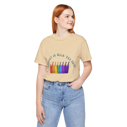 Everyday is Milk Tea Day Tee – Rainbow Boba Edition 🌈💜