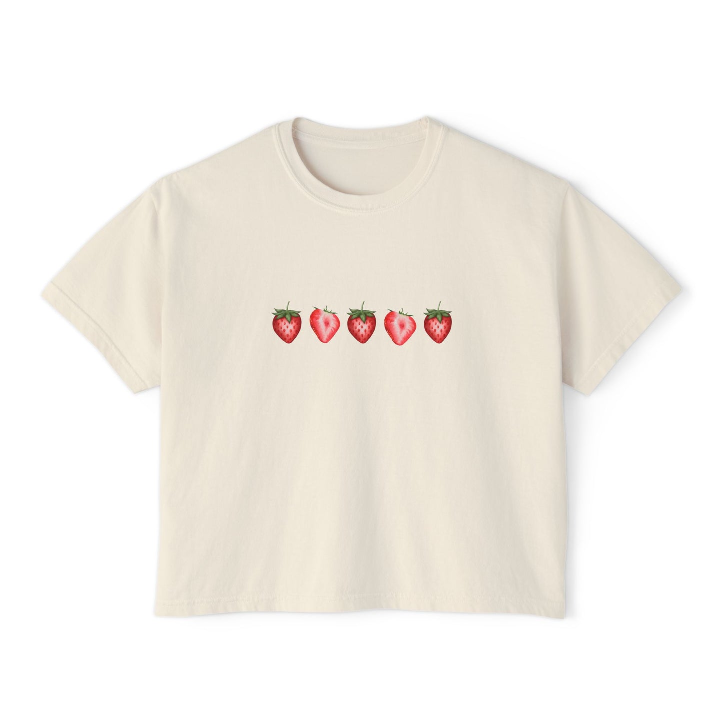 Strawberry Love Women's Boxy Tee - Cute Graphic T-Shirt 🍓