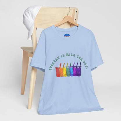 Everyday is Milk Tea Day Tee – Rainbow Boba Edition 🌈💜