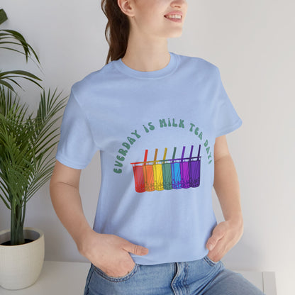 Everyday is Milk Tea Day Tee – Rainbow Boba Edition 🌈💜