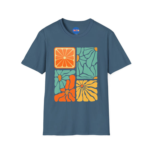Abstract Orange Floral T-Shirt