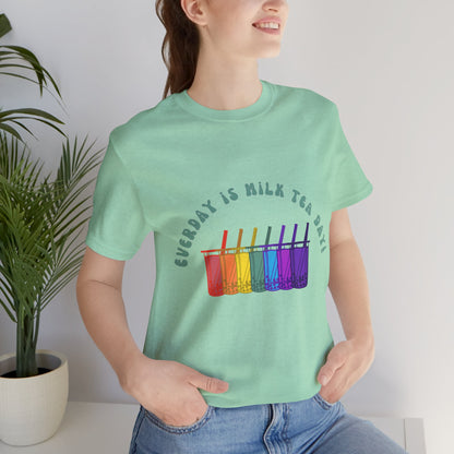 Everyday is Milk Tea Day Tee – Rainbow Boba Edition 🌈💜
