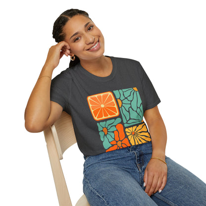 Abstract Orange Floral T-Shirt