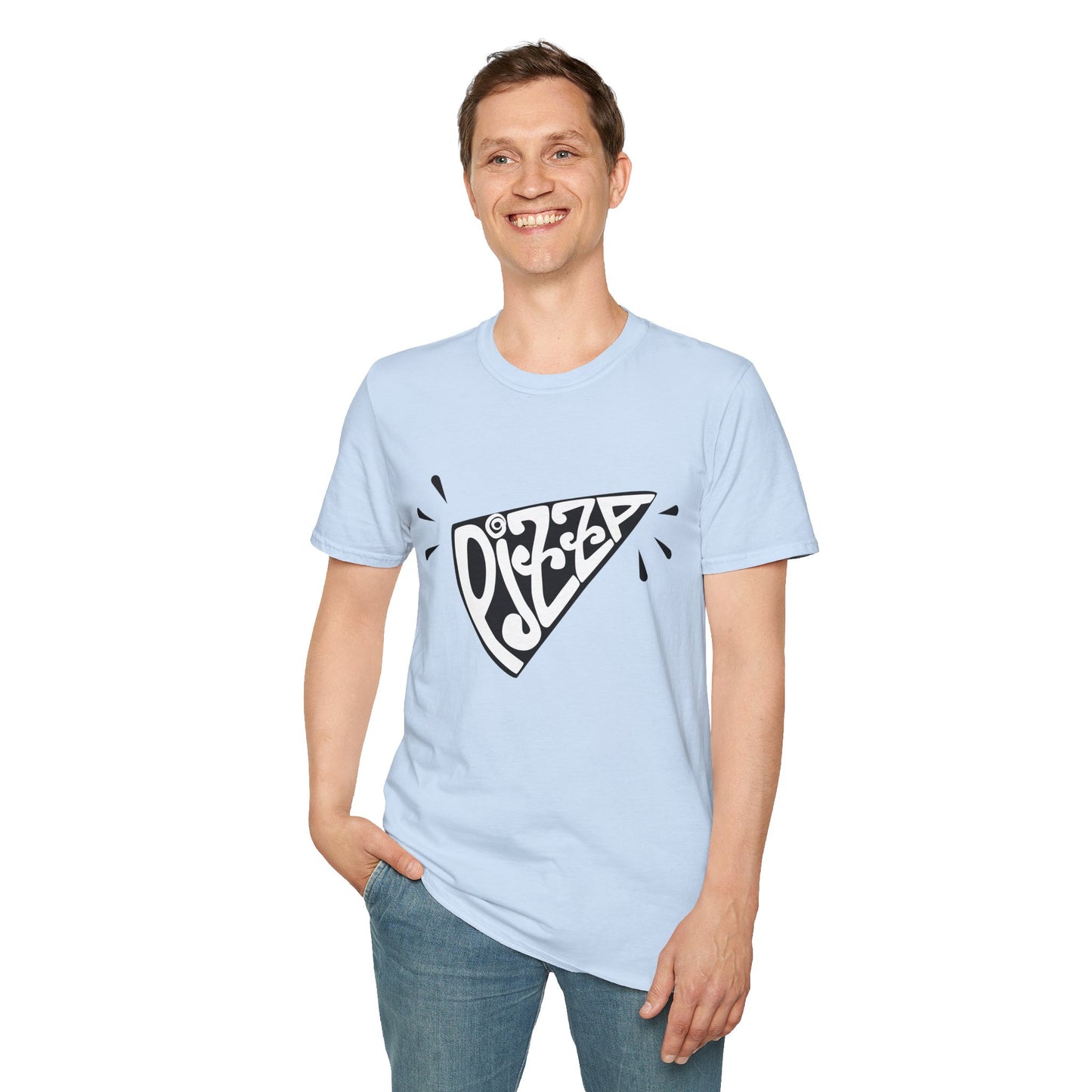 Bold Pizza Slice Graphic Tee – Retro Typography Foodie Shirt
