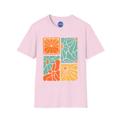 Abstract Orange Floral T-Shirt