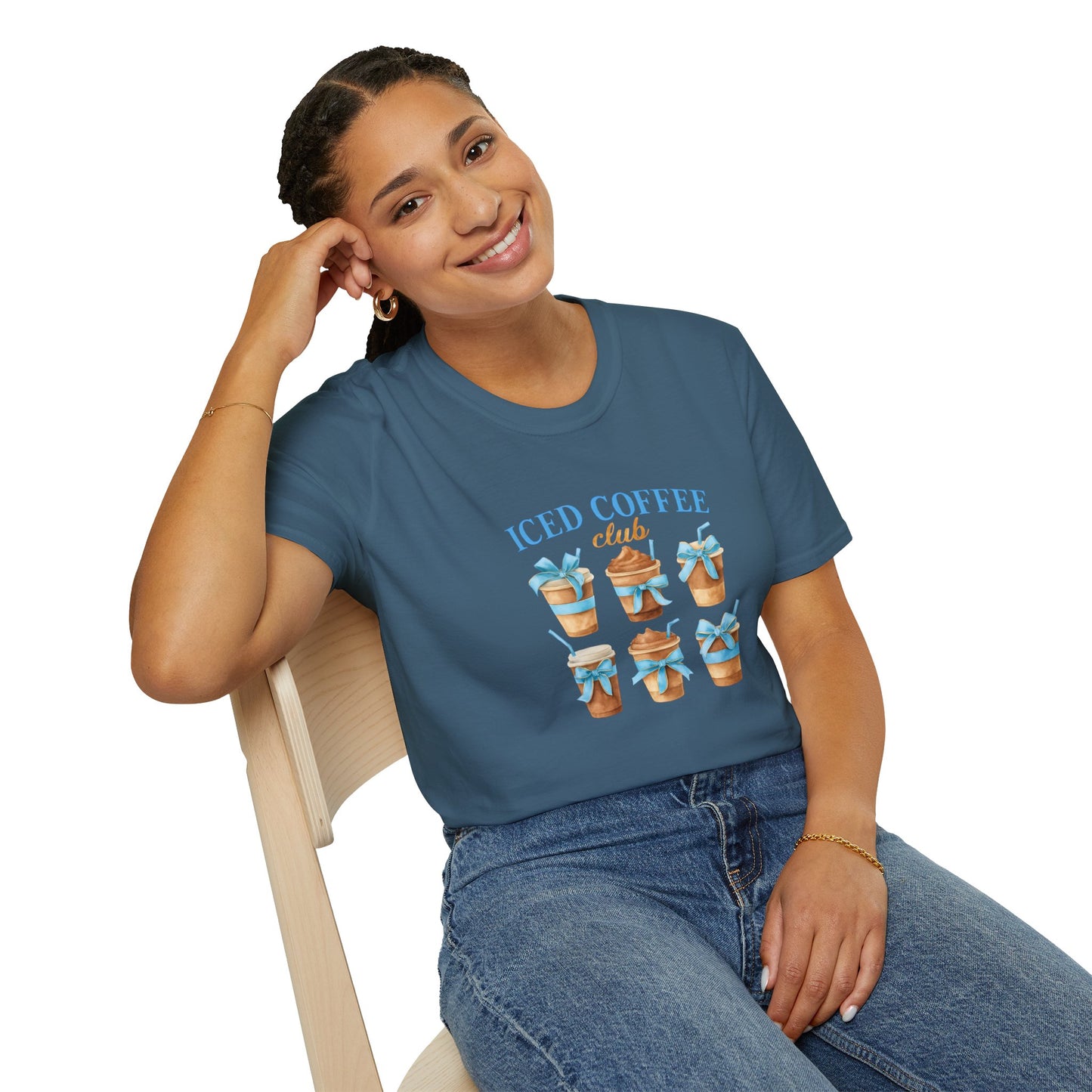 Iced Coffee Club Blue Bow T-shirt