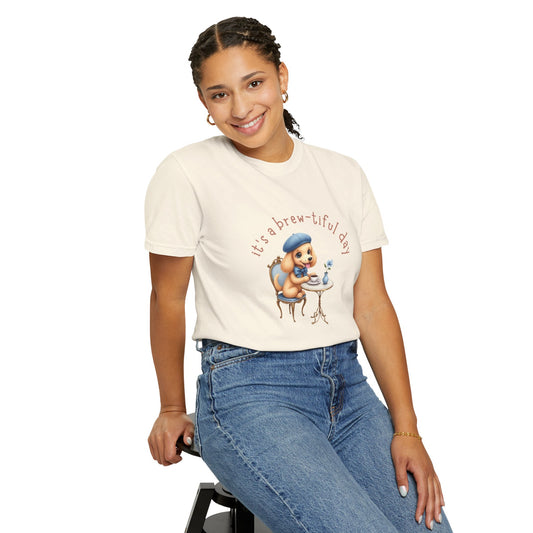 It’s a Brew-tiful Day T-Shirt | Cute Puppy Café Vibes Tee