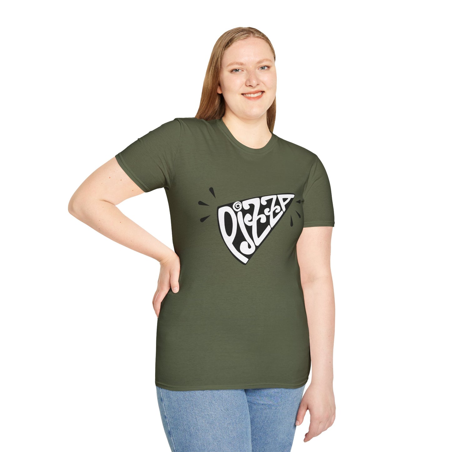 Bold Pizza Slice Graphic Tee – Retro Typography Foodie Shirt