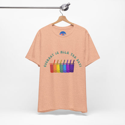Everyday is Milk Tea Day Tee – Rainbow Boba Edition 🌈💜