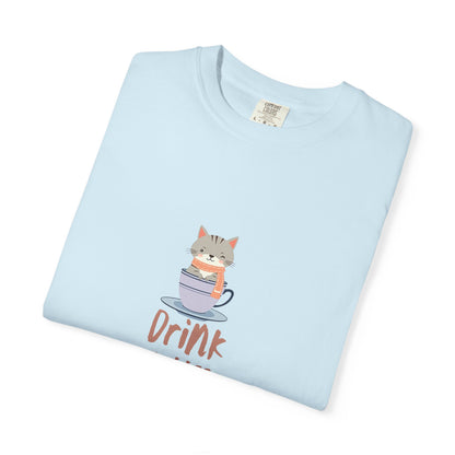 Drink Coffee With Me T-Shirt | Cute Cat in Coffee Cup Design