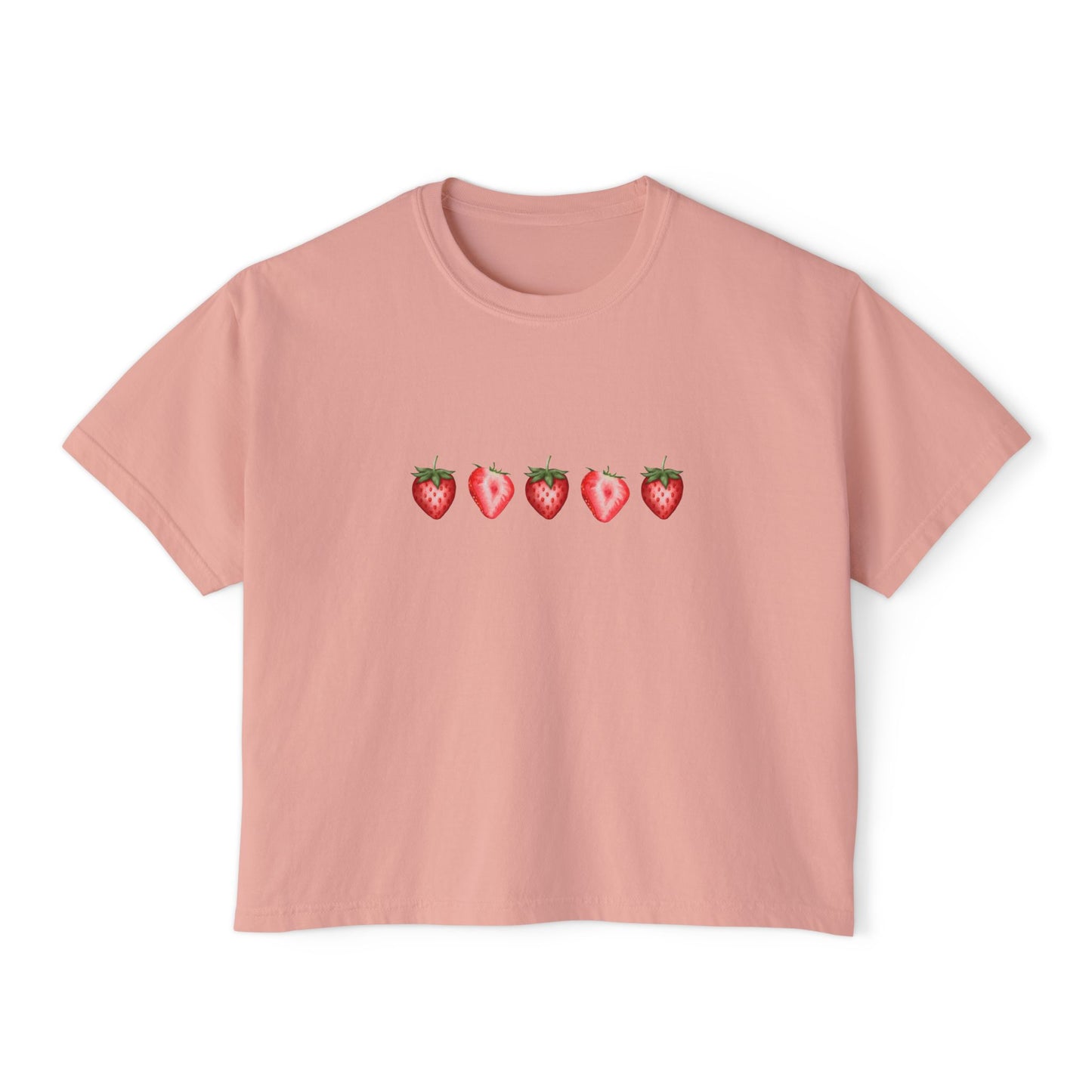 Strawberry Love Women's Boxy Tee - Cute Graphic T-Shirt 🍓