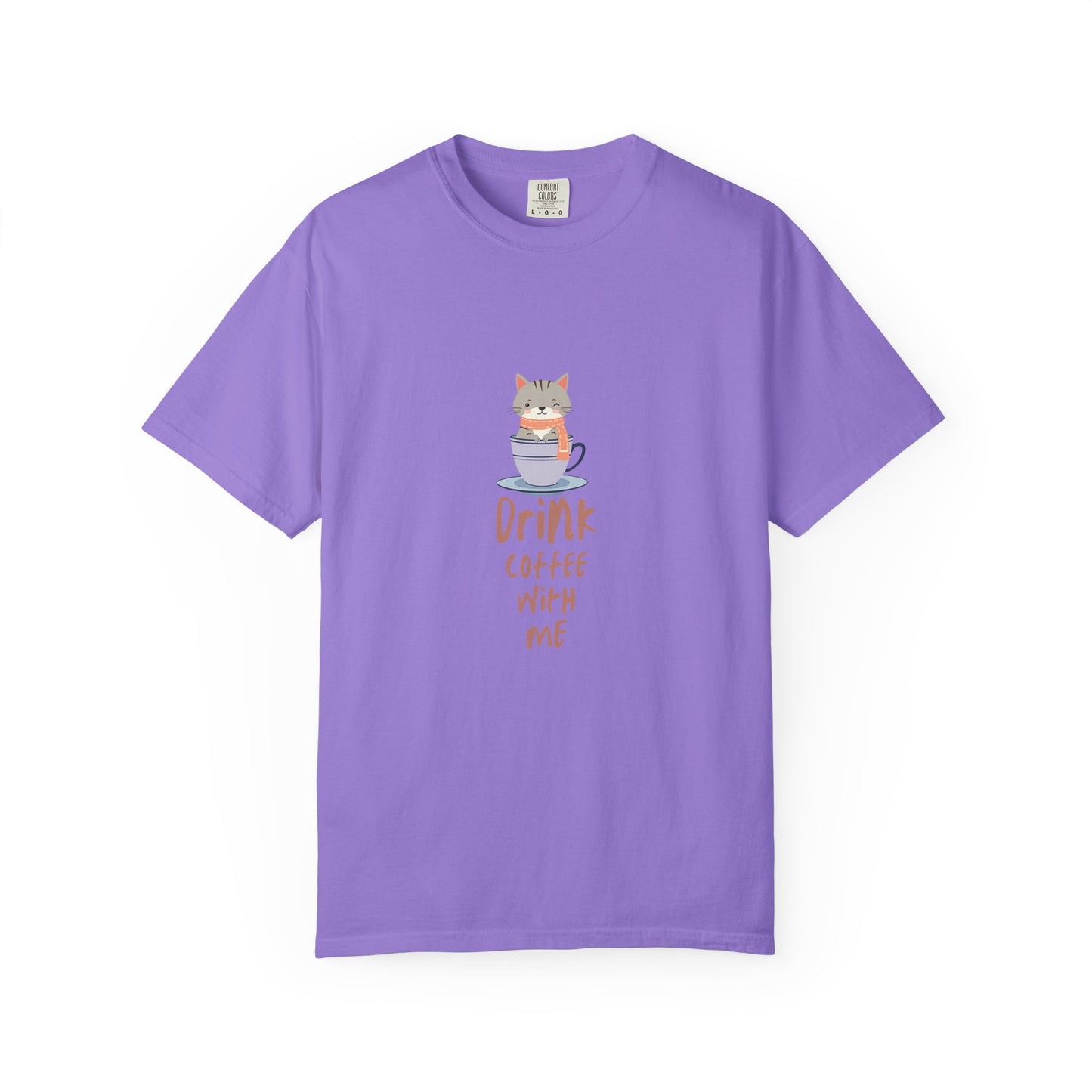 Drink Coffee With Me T-Shirt | Cute Cat in Coffee Cup Design