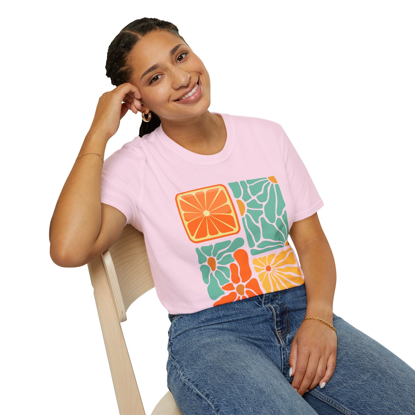Abstract Orange Floral T-Shirt