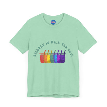 Everyday is Milk Tea Day Tee – Rainbow Boba Edition 🌈💜
