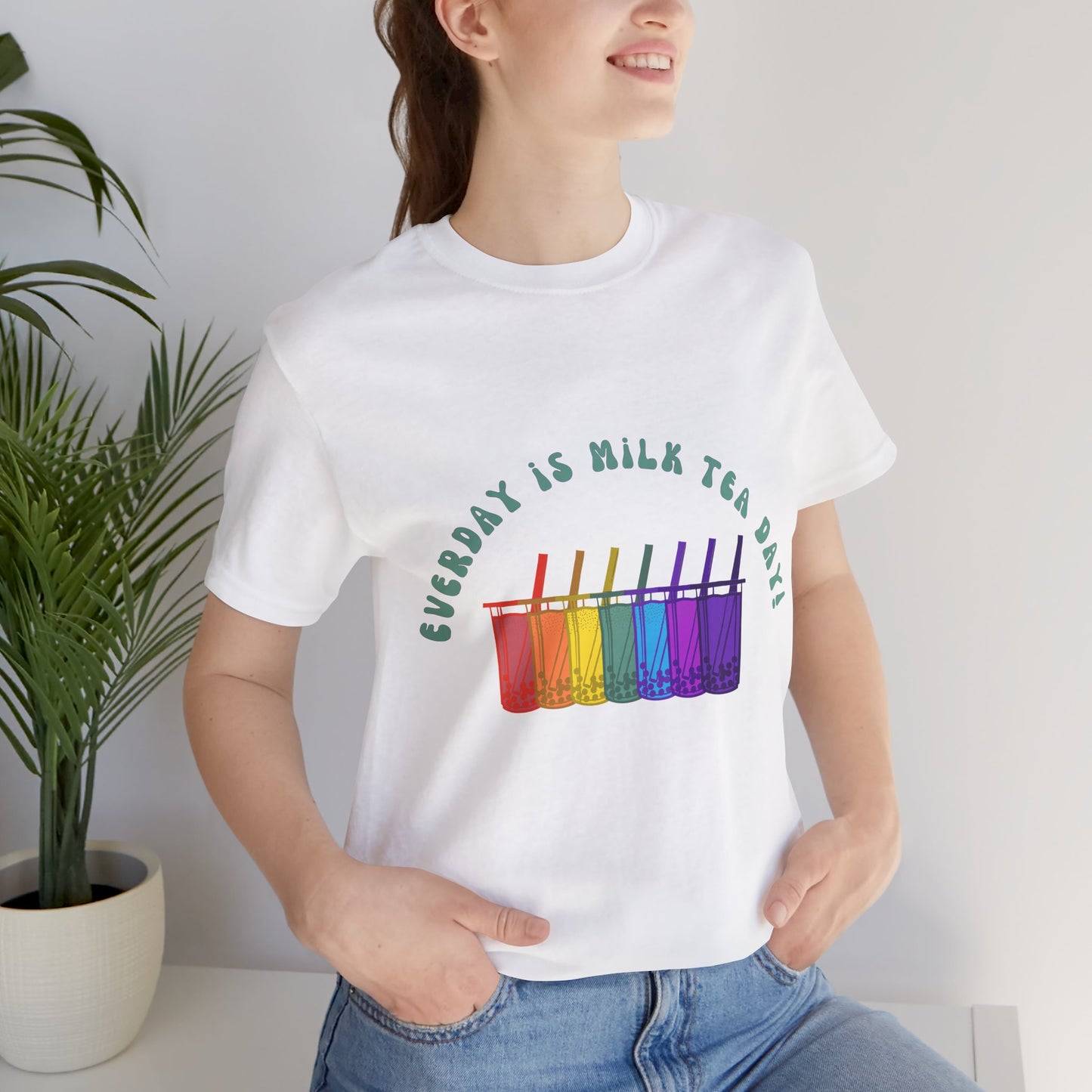 Everyday is Milk Tea Day Tee – Rainbow Boba Edition 🌈💜