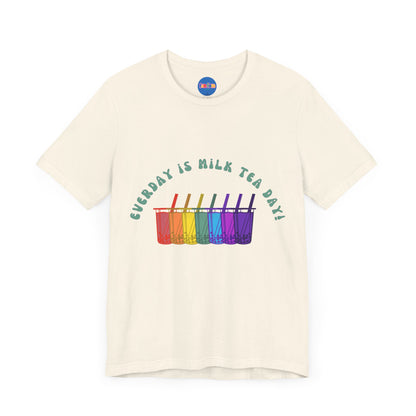 Everyday is Milk Tea Day Tee – Rainbow Boba Edition 🌈💜