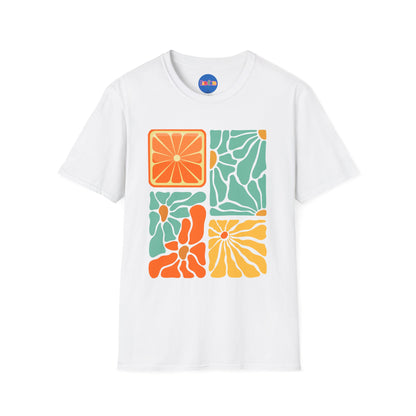 Abstract Orange Floral T-Shirt